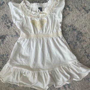 BabyGap White Ruffled Dress with Embroidered Detail